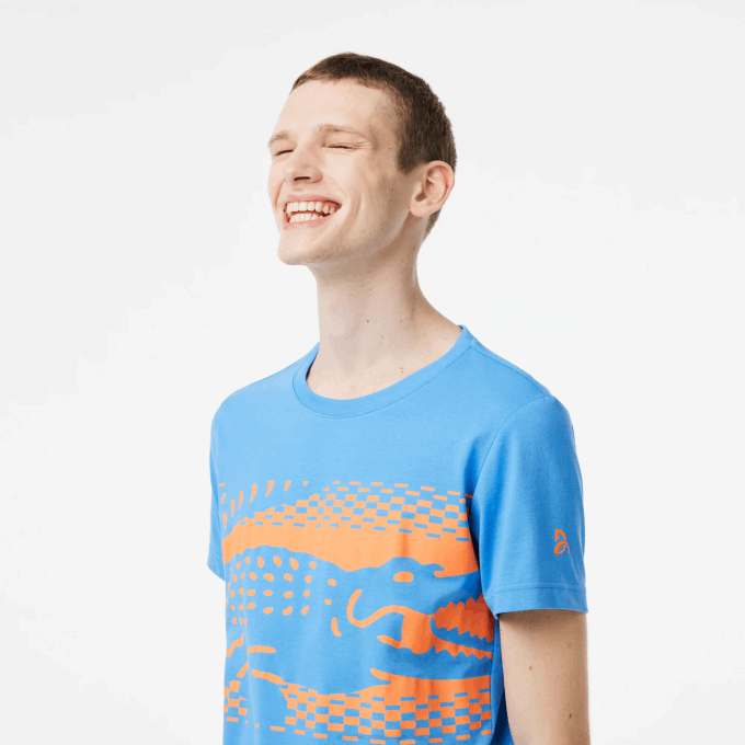 Men Lacoste V0ZN152 Blue L99 Tennis x Novak Djokovic T-Shirt - Image 2