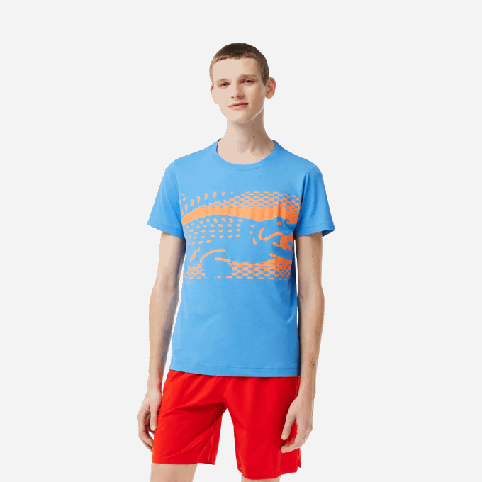 Men Lacoste V0ZN152 Blue L99 Tennis x Novak Djokovic T-Shirt - Image 1