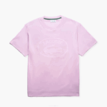 Men Lacoste V0ZN1531 Pink Z4H Relaxed Fit Tone-On-Tone Branded Cotton T-Shirt