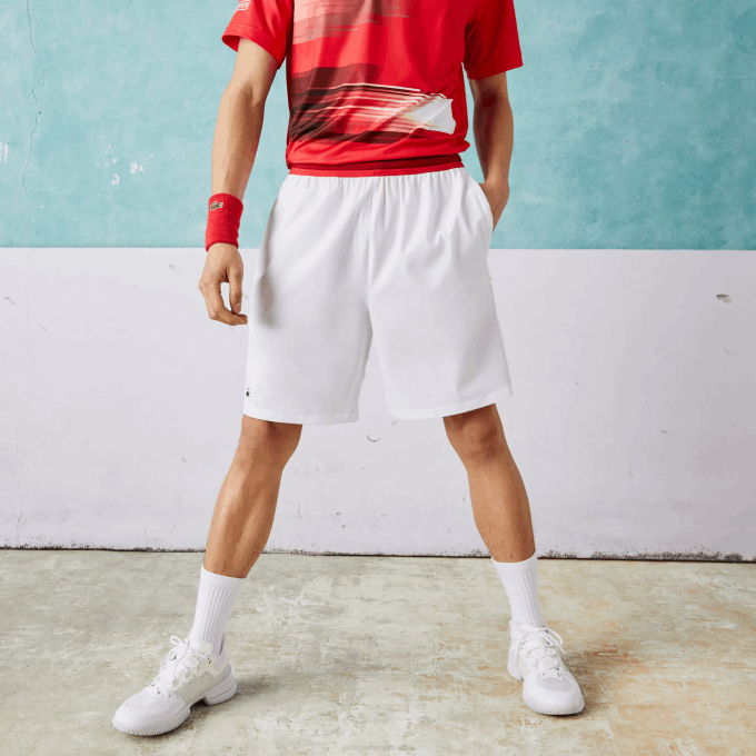 Men Lacoste V0ZN1533 White 001 SPORT x Novak Djokovic Light Stretch Shorts - Image 2