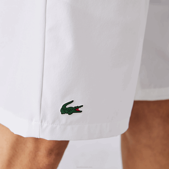Men Lacoste V0ZN1533 White 001 SPORT x Novak Djokovic Light Stretch Shorts - Image 6