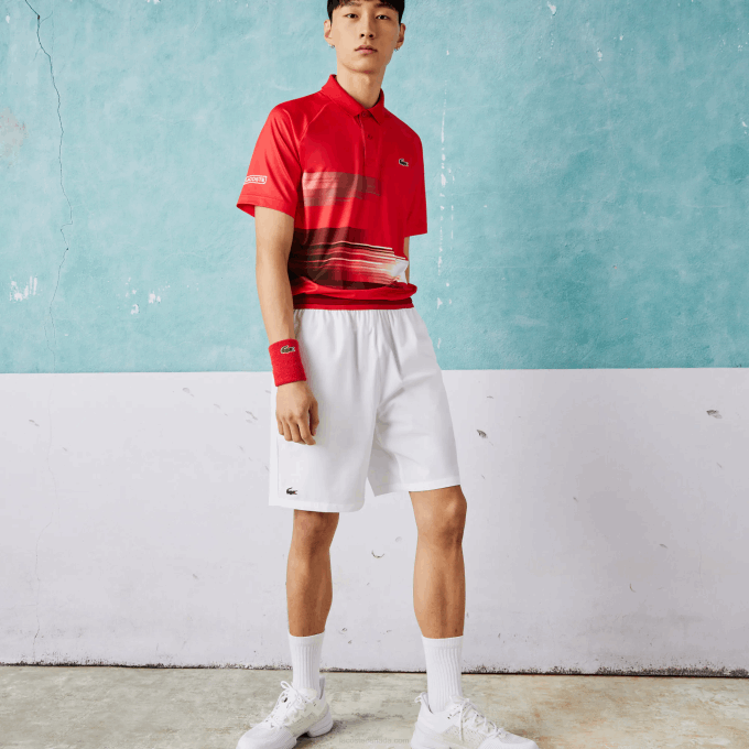 Men Lacoste V0ZN1533 White 001 SPORT x Novak Djokovic Light Stretch Shorts - Image 1