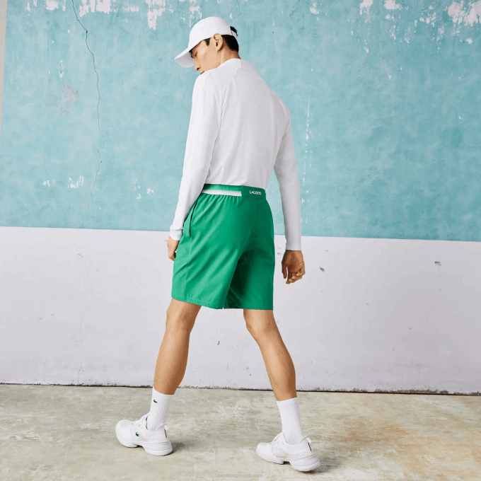 Men Lacoste V0ZN1534 Green LDM SPORT x Novak Djokovic Light Stretch Shorts - Image 4