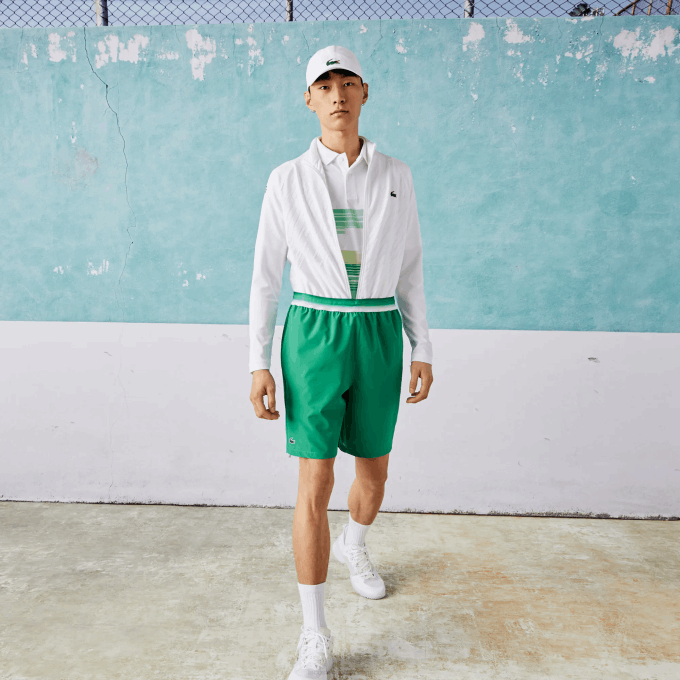 Men Lacoste V0ZN1534 Green LDM SPORT x Novak Djokovic Light Stretch Shorts - Image 1
