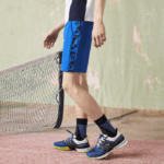 Men Lacoste V0ZN1537 Blue Black 6J4 SPORT Contrast Print Tennis Shorts - Image 2