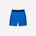 Men Lacoste V0ZN1537 Blue Black 6J4 SPORT Contrast Print Tennis Shorts - Image 5