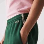 Men Lacoste V0ZN1539 Green 132 Branded Bands Cotton Fleece Blend Shorts - Image 5