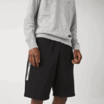 Men Lacoste V0ZN1540 Black 031 Branded Bands Cotton Fleece Blend Shorts - Image 2