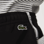 Men Lacoste V0ZN1540 Black 031 Branded Bands Cotton Fleece Blend Shorts - Image 7