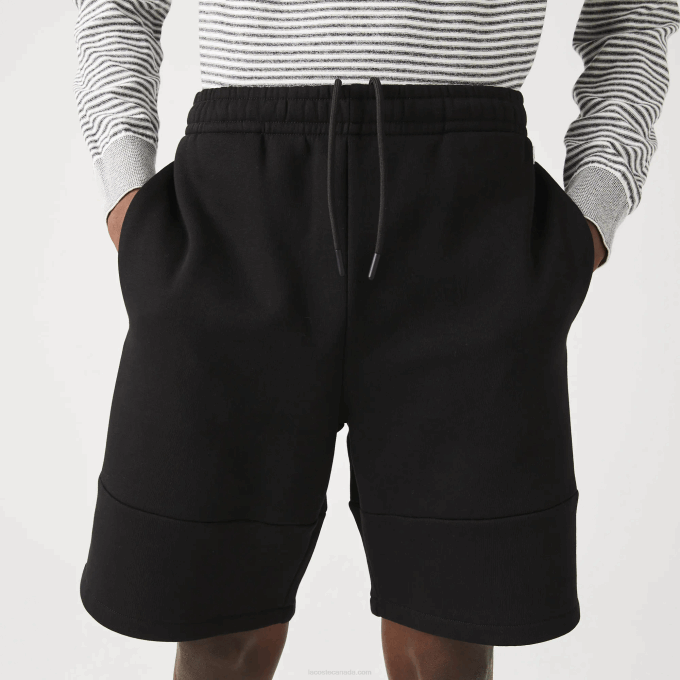 Men Lacoste V0ZN1540 Black 031 Branded Bands Cotton Fleece Blend Shorts - Image 8