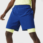 Men Lacoste V0ZN1544 Blue Flashy Yellow White 8Q6 SPORT Layered Shorts - Image 2