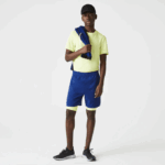 Men Lacoste V0ZN1544 Blue Flashy Yellow White 8Q6 SPORT Layered Shorts