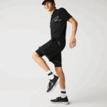 Men Lacoste V0ZN1545 Black Green White 9AZ SPORT Layered Shorts