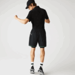 Men Lacoste V0ZN1545 Black Green White 9AZ SPORT Layered Shorts - Image 3