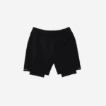 Men Lacoste V0ZN1545 Black Green White 9AZ SPORT Layered Shorts - Image 5