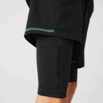 Men Lacoste V0ZN1545 Black Green White 9AZ SPORT Layered Shorts - Image 9