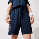 Men Lacoste V0ZN1546 White Navy Blue R20 SPORT French Open Edition Lightweight Stretch Shorts - Image 6