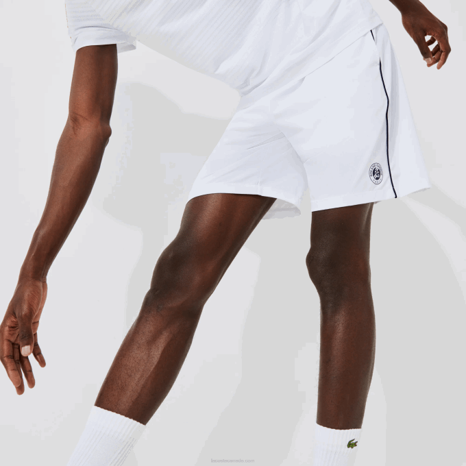 Men Lacoste V0ZN1547 White Navy Blue AJ0 SPORT French Open Edition Lightweight Stretch Shorts - Image 2