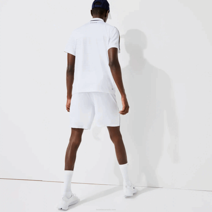 Men Lacoste V0ZN1547 White Navy Blue AJ0 SPORT French Open Edition Lightweight Stretch Shorts - Image 3