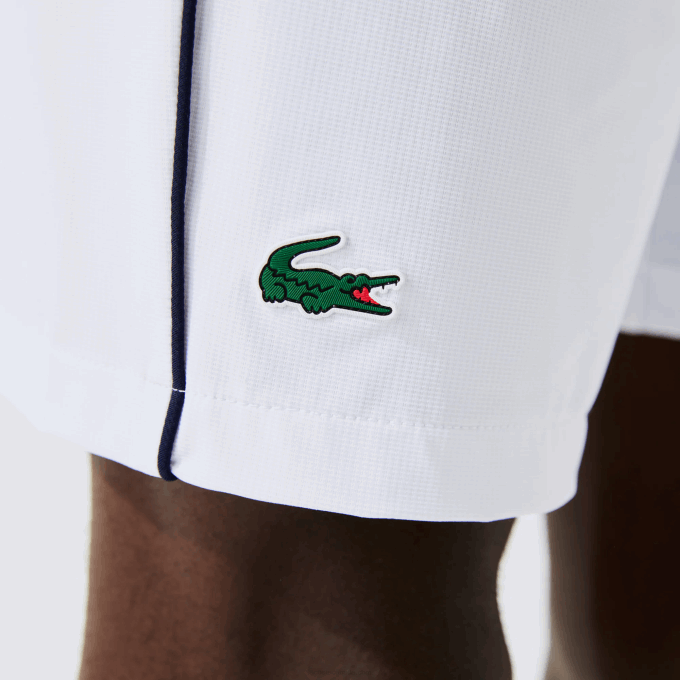 Men Lacoste V0ZN1547 White Navy Blue AJ0 SPORT French Open Edition Lightweight Stretch Shorts - Image 7