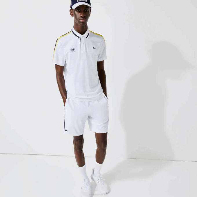 Men Lacoste V0ZN1547 White Navy Blue AJ0 SPORT French Open Edition Lightweight Stretch Shorts - Image 1