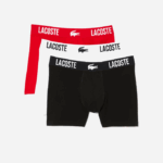 Men Lacoste V0ZN1548 Black Red White TR2 Branded Contrast Crocodile Boxer Brief 3-Pack - Image 4