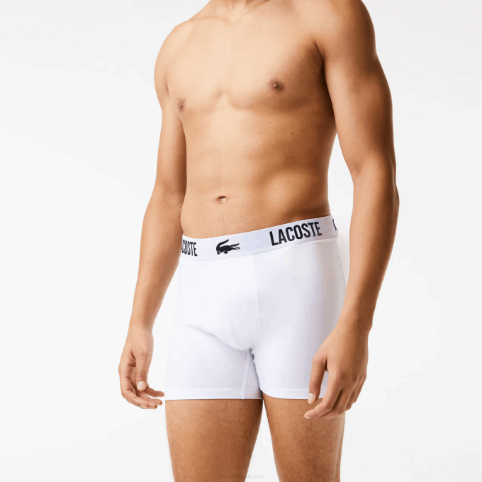 Men Lacoste V0ZN1548 Black Red White TR2 Branded Contrast Crocodile Boxer Brief 3-Pack - Image 6