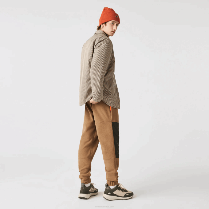 Men Lacoste V0ZN1549 Beige Navy Khaki Green 87E Check Print Water-Repellent Overshirt - Image 3