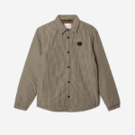 Men Lacoste V0ZN1549 Beige Navy Khaki Green 87E Check Print Water-Repellent Overshirt - Image 5