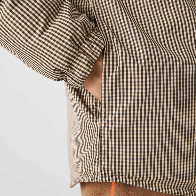 Men Lacoste V0ZN1549 Beige Navy Khaki Green 87E Check Print Water-Repellent Overshirt - Image 7