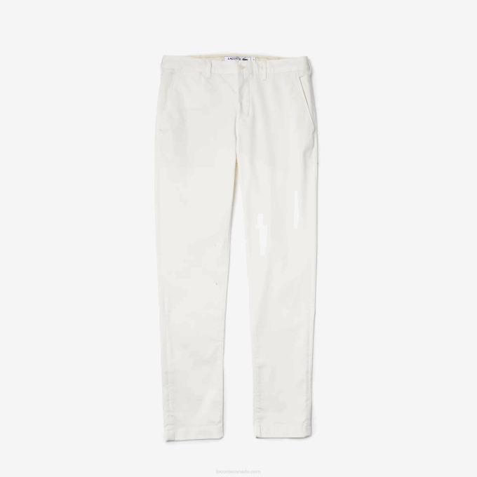 Men Lacoste V0ZN1550 White 70V New Classic Slim Fit Stretch Cotton Pants - Image 5