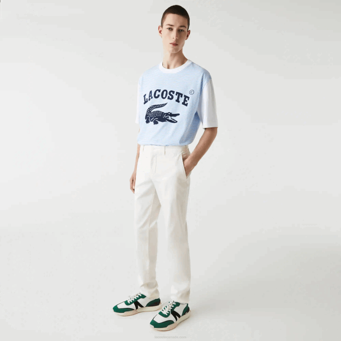 Men Lacoste V0ZN1550 White 70V New Classic Slim Fit Stretch Cotton Pants - Image 6