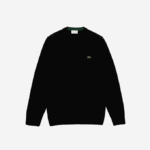 Men Lacoste V0ZN1554 Black 031 V-Neck Wool Sweater - Image 4