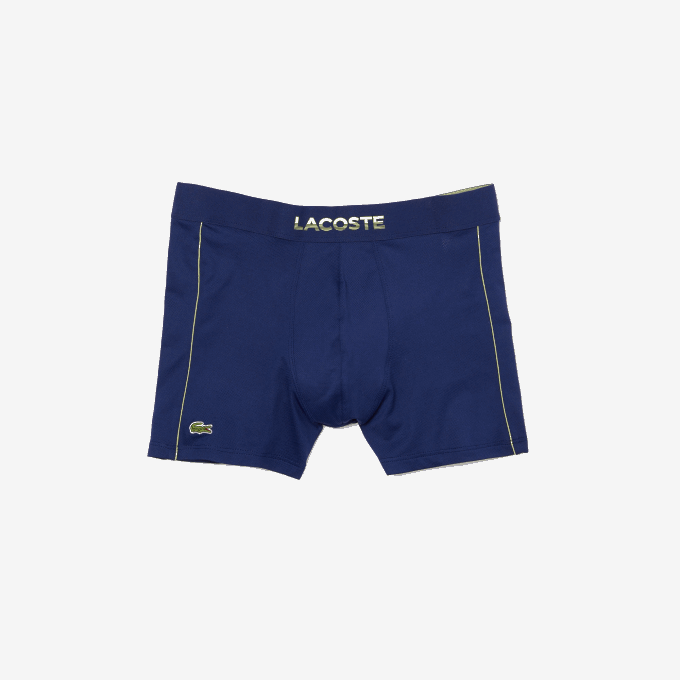 Men Lacoste V0ZN1556 Navy Blue Flashy Yellow 39N Breathable Technical Mesh Trunk - Image 4