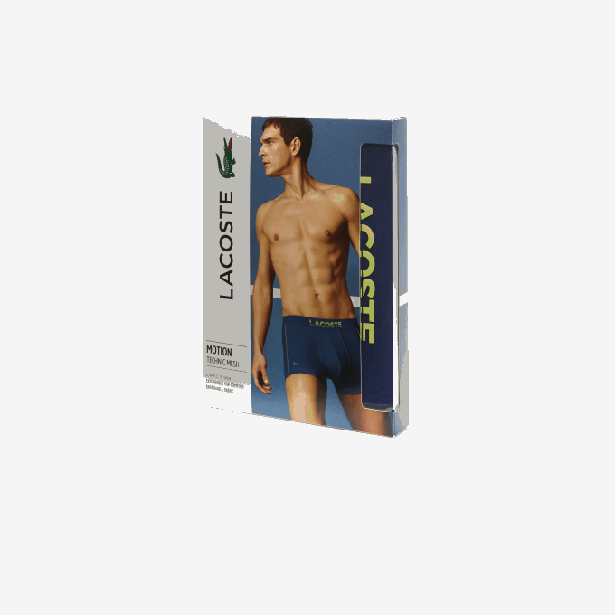Men Lacoste V0ZN1556 Navy Blue Flashy Yellow 39N Breathable Technical Mesh Trunk - Image 5