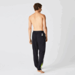 Men Lacoste V0ZN1566 Dark Grey White Yellow P44 Oversized Logo Fleece Pajama Pants - Image 3
