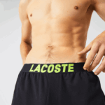 Men Lacoste V0ZN1566 Dark Grey White Yellow P44 Oversized Logo Fleece Pajama Pants - Image 4