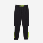 Men Lacoste V0ZN1566 Dark Grey White Yellow P44 Oversized Logo Fleece Pajama Pants - Image 5