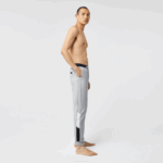 Men Lacoste V0ZN1567 Grey Chine White Navy Blue TYA Oversized Logo Fleece Pajama Pants
