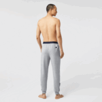 Men Lacoste V0ZN1567 Grey Chine White Navy Blue TYA Oversized Logo Fleece Pajama Pants - Image 3