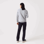 Men Lacoste V0ZN1568 Grey Chine CCA V-Neck Organic Cotton Sweater - Image 3