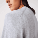 Men Lacoste V0ZN1568 Grey Chine CCA V-Neck Organic Cotton Sweater - Image 6