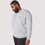 Men Lacoste V0ZN1568 Grey Chine CCA V-Neck Organic Cotton Sweater - Image 9