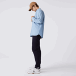 Men Lacoste V0ZN1572 Blue UEX Slim Fit Cotton Chambray Shirt - Image 2