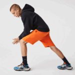 Men Lacoste V0ZN1577 Orange TV1 SPORT Tennis Fleece Shorts - Image 2