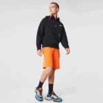 Men Lacoste V0ZN1577 Orange TV1 SPORT Tennis Fleece Shorts - Image 4