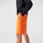 Men Lacoste V0ZN1577 Orange TV1 SPORT Tennis Fleece Shorts - Image 8