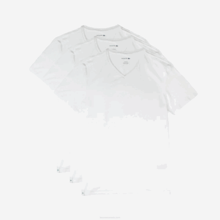 Men Lacoste V0ZN1579 White 001 Lounge T-Shirt 3-Pack