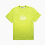 Men Lacoste V0ZN1581 Yellow 90V Crocodile Branding Crew Neck Cotton T-Shirt
