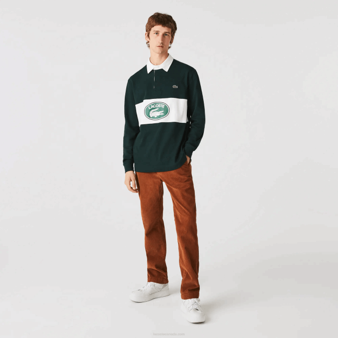 Men Lacoste V0ZN1583 Brown 3PB Straight Fit Corduroy Chinos - Image 1